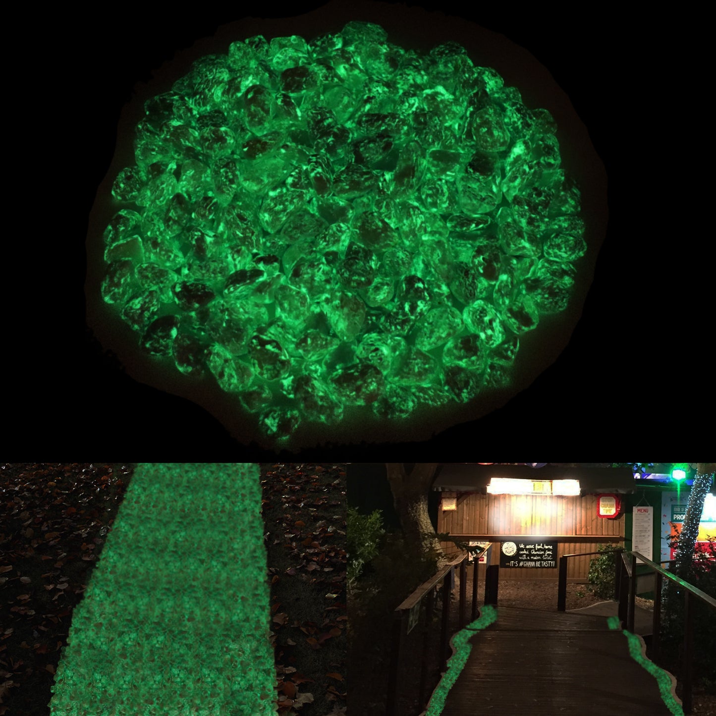 Glow in the Dark Stones - Green Glow Rocks Pebbles for Outdoor Garden Landscaping Walkway & Indoor Decorative Glowing Stones for Aquarium Fish Tank