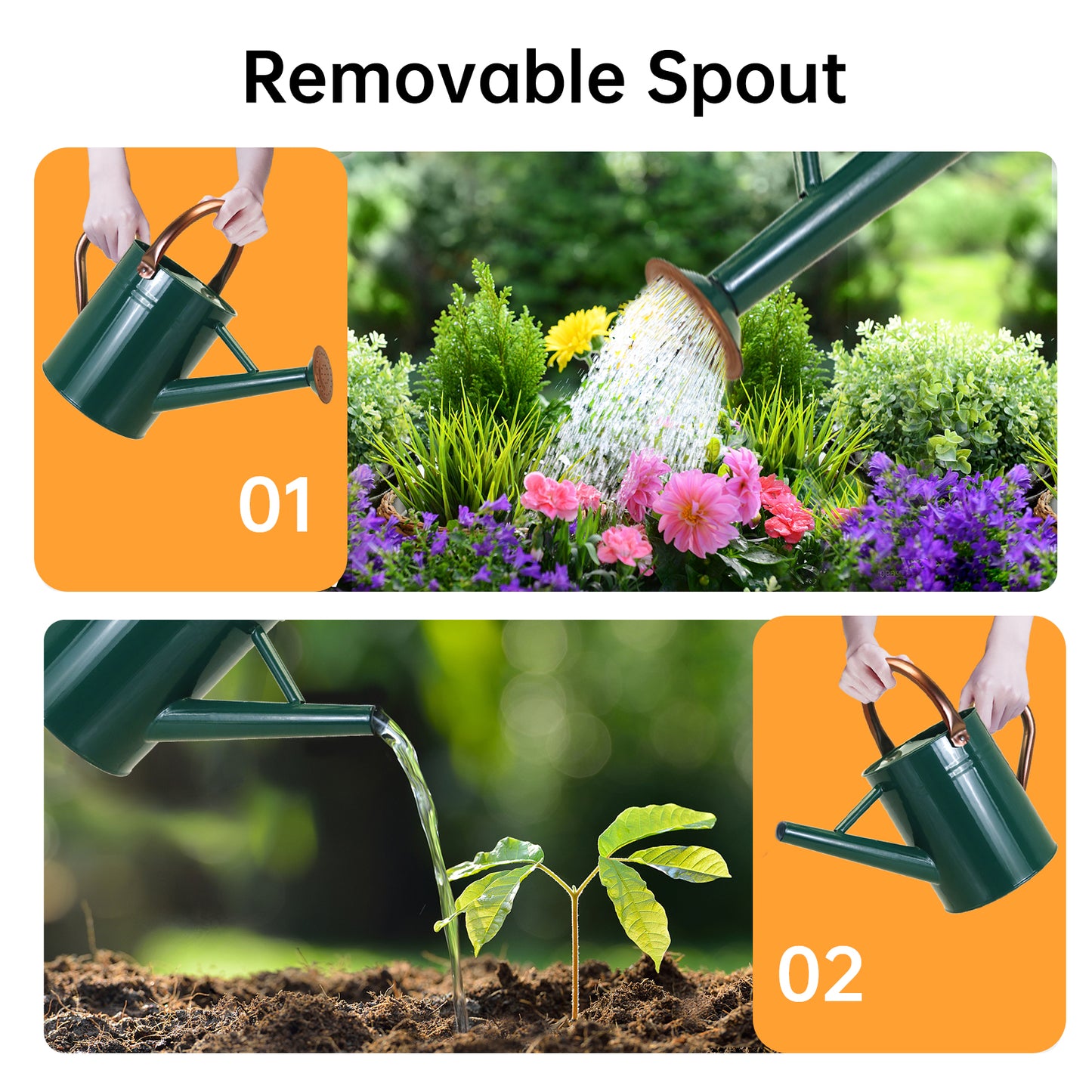 1 Gallon Metal Watering Can for Outdoor & Indoor Use, Perfect for Garden Flower, Houseplants,