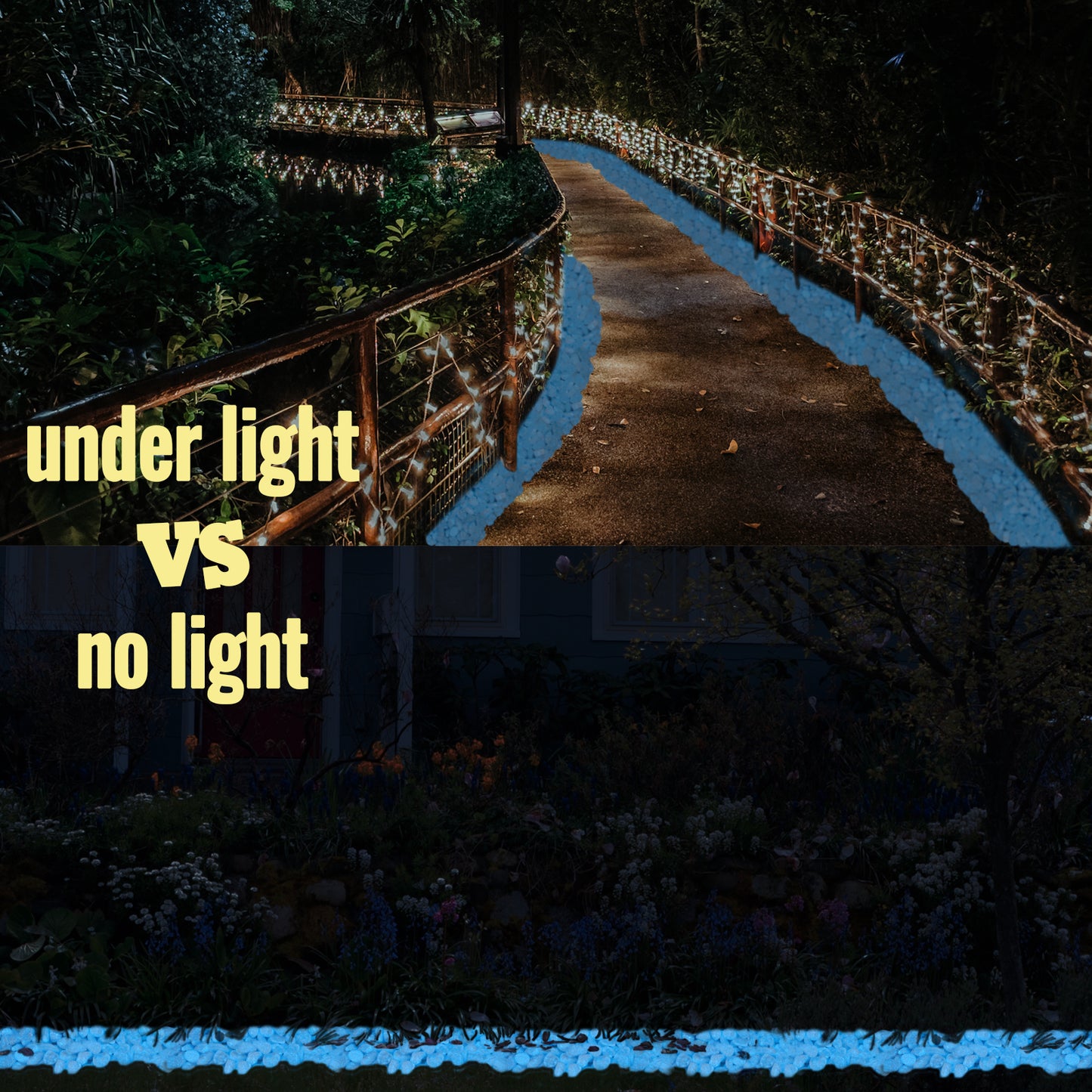 Glow in the Dark Stones - Blue Glow Rocks Pebbles for Outdoor Garden Landscaping Walkway & Indoor Decorative Glowing Stones for Aquarium Fish Tank