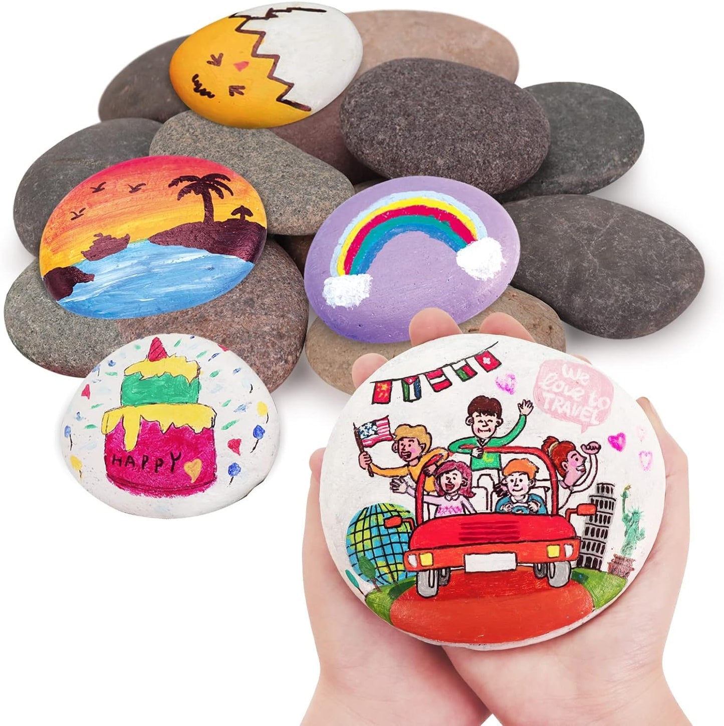River Rocks for Painting-Extra Large Hand Picked Rock - Perfect for DIY, Kids Crafts, Kindness Stone, Garden & Home Decor, Holiday Gift