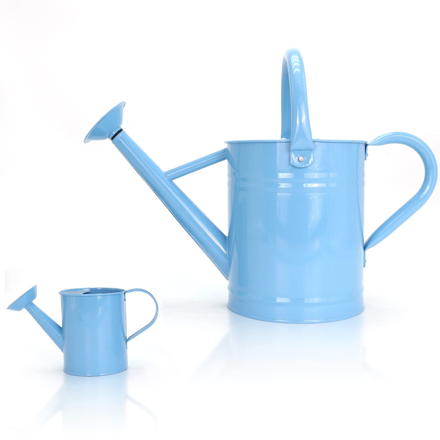 Metal Watering Can (1 Gallon) for Outdoor&Indoor Plants with Free Small Watering can for Kids, Plant Watering Can with Removable spout, Perfect for Garden Flower, Houseplants, Blue