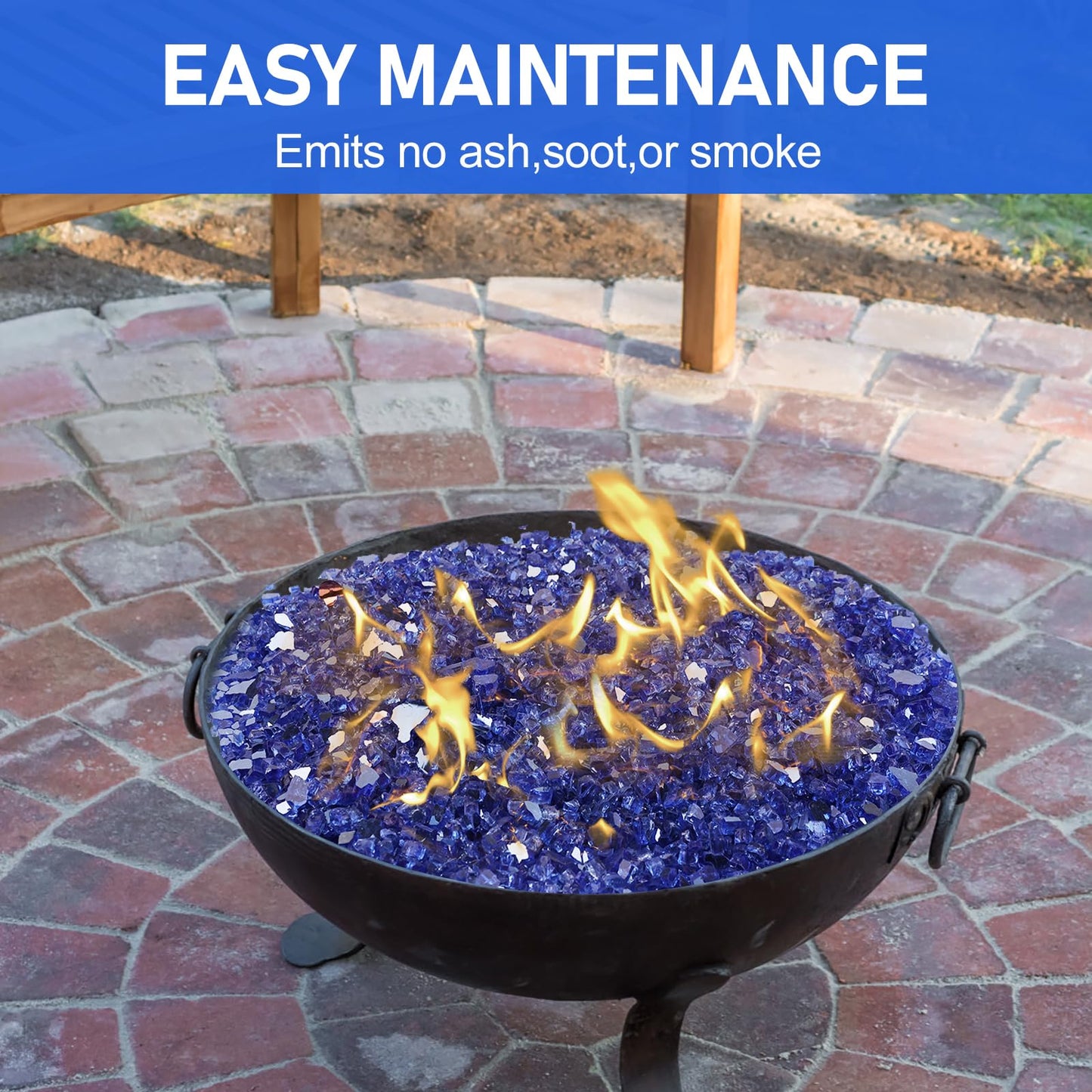 Fire Glass for Fire Pit - 1/2 inch Reflective Fire Glass Rocks for Propane and Gas Fireplace