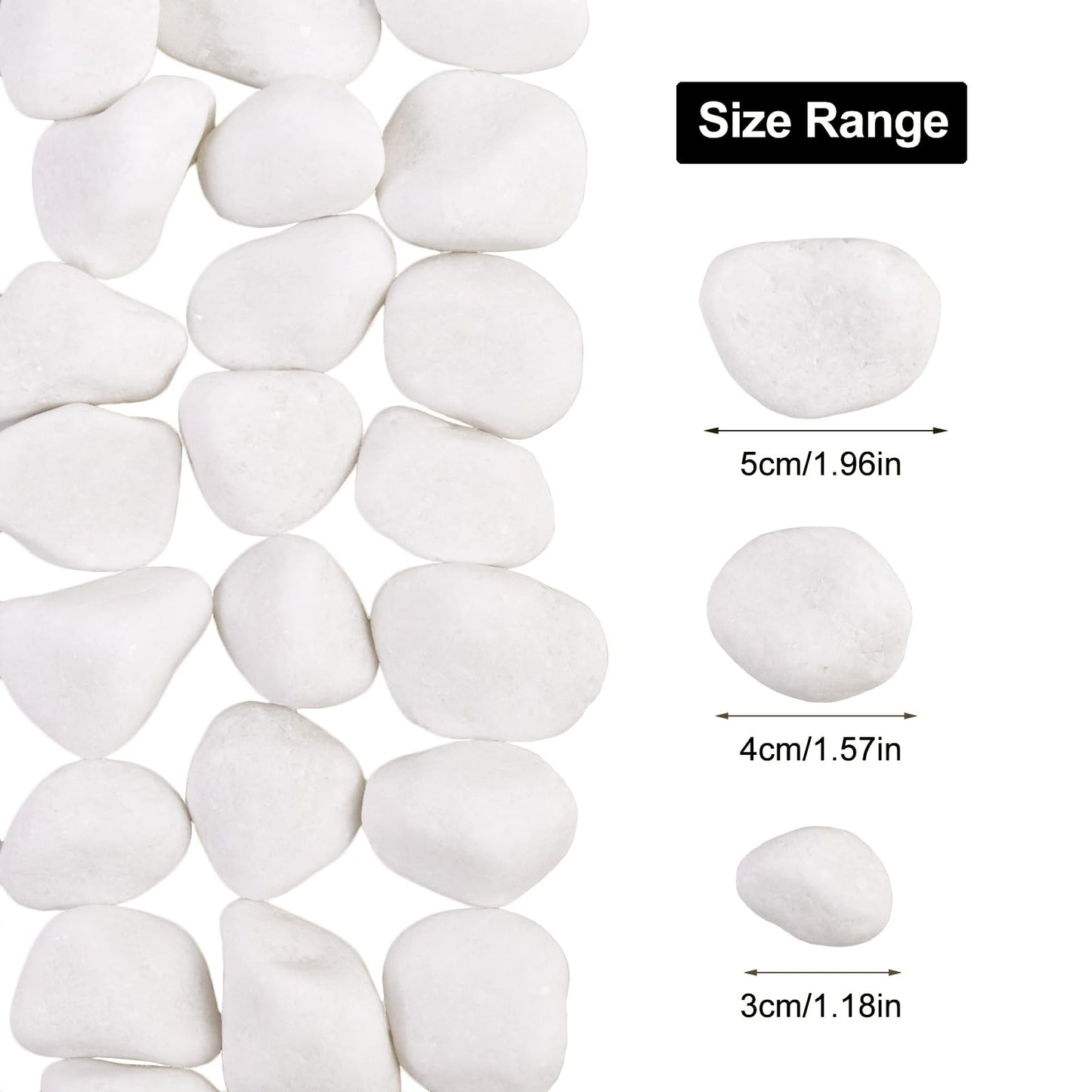 Snow White River Rocks for Landscaping- Plant,Ideal for Aquarium, Home Decor 1"-2"
