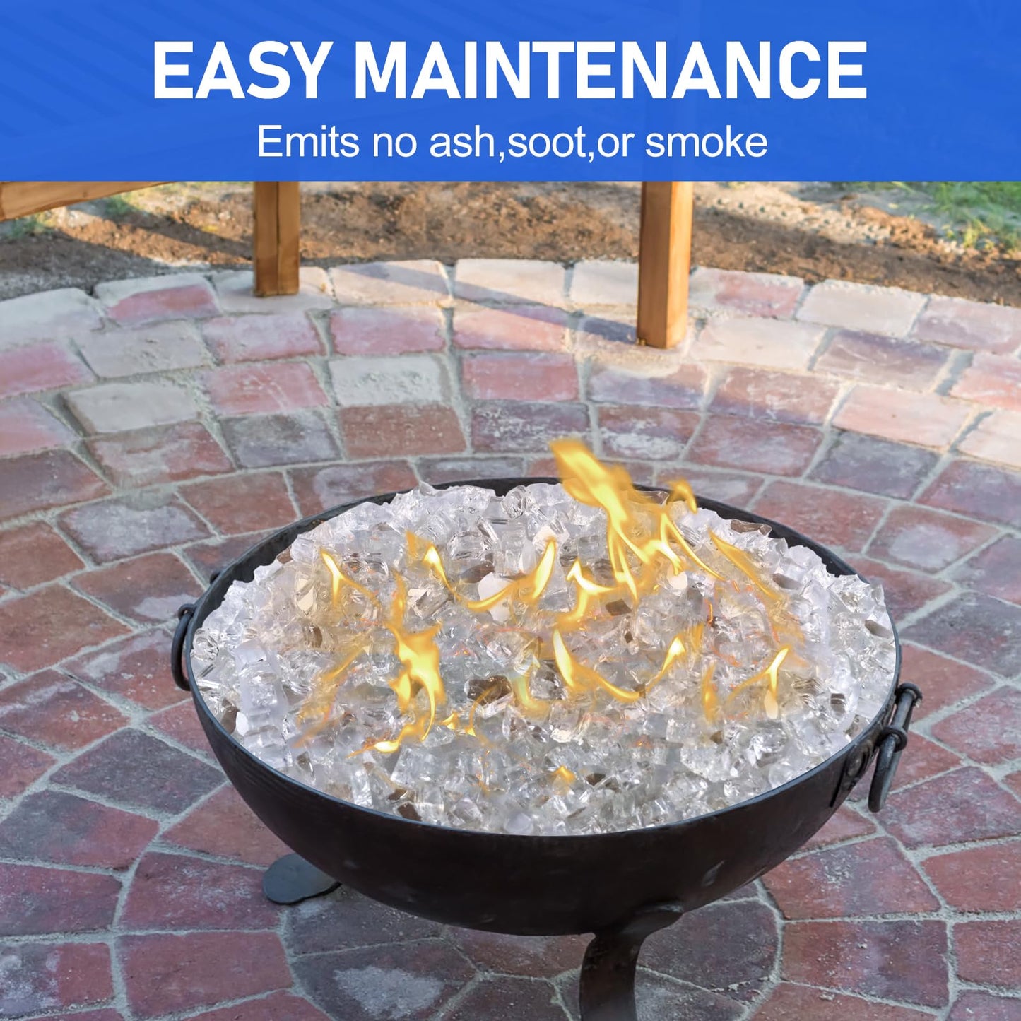 Fire Glass for Fire Pit - 1/2 inch Reflective Fire Glass Rocks for Propane and Gas Fireplace