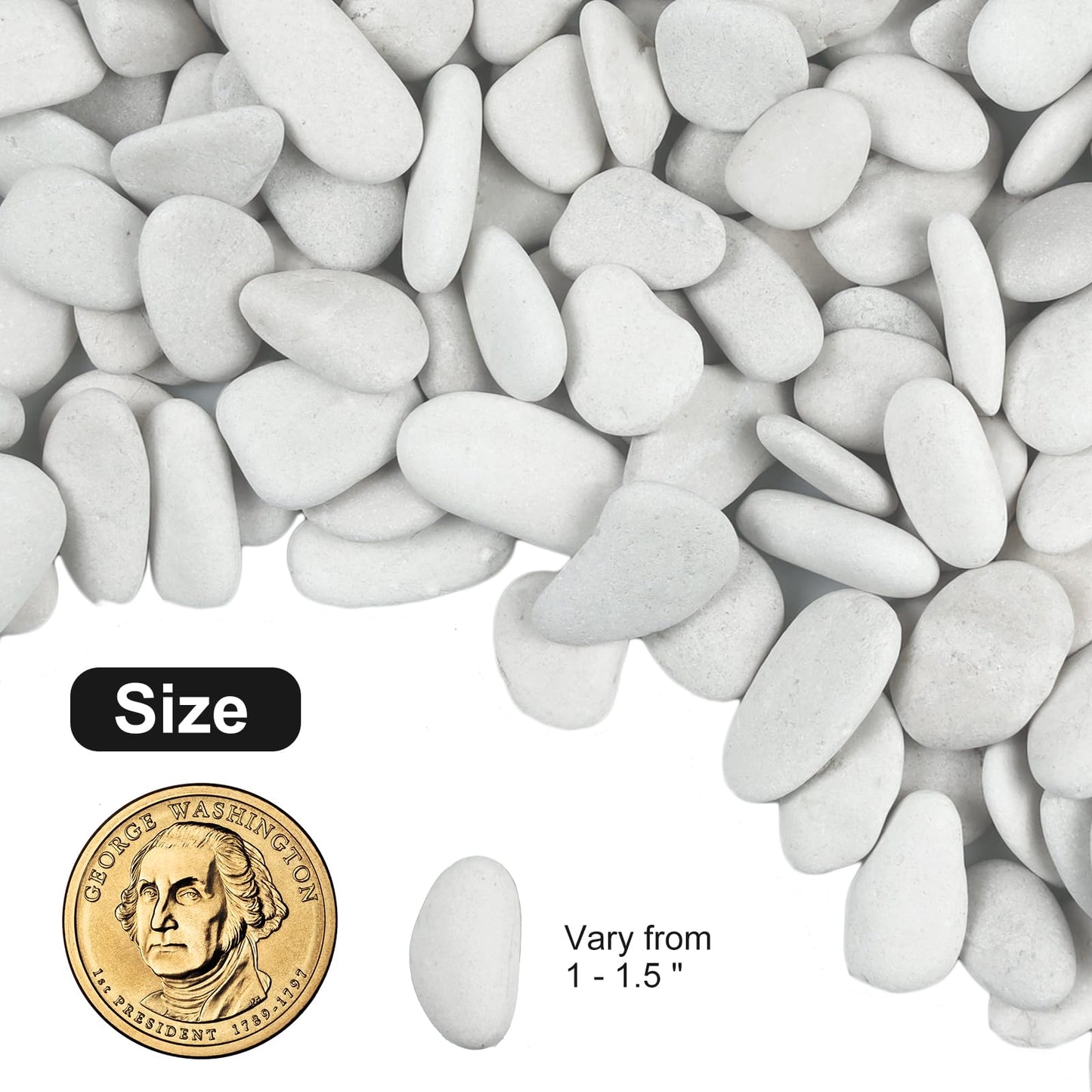 Pearl White Pebbles for Landscaping,Ideal for Aquarium, Home Decor,Terrarium,Plants