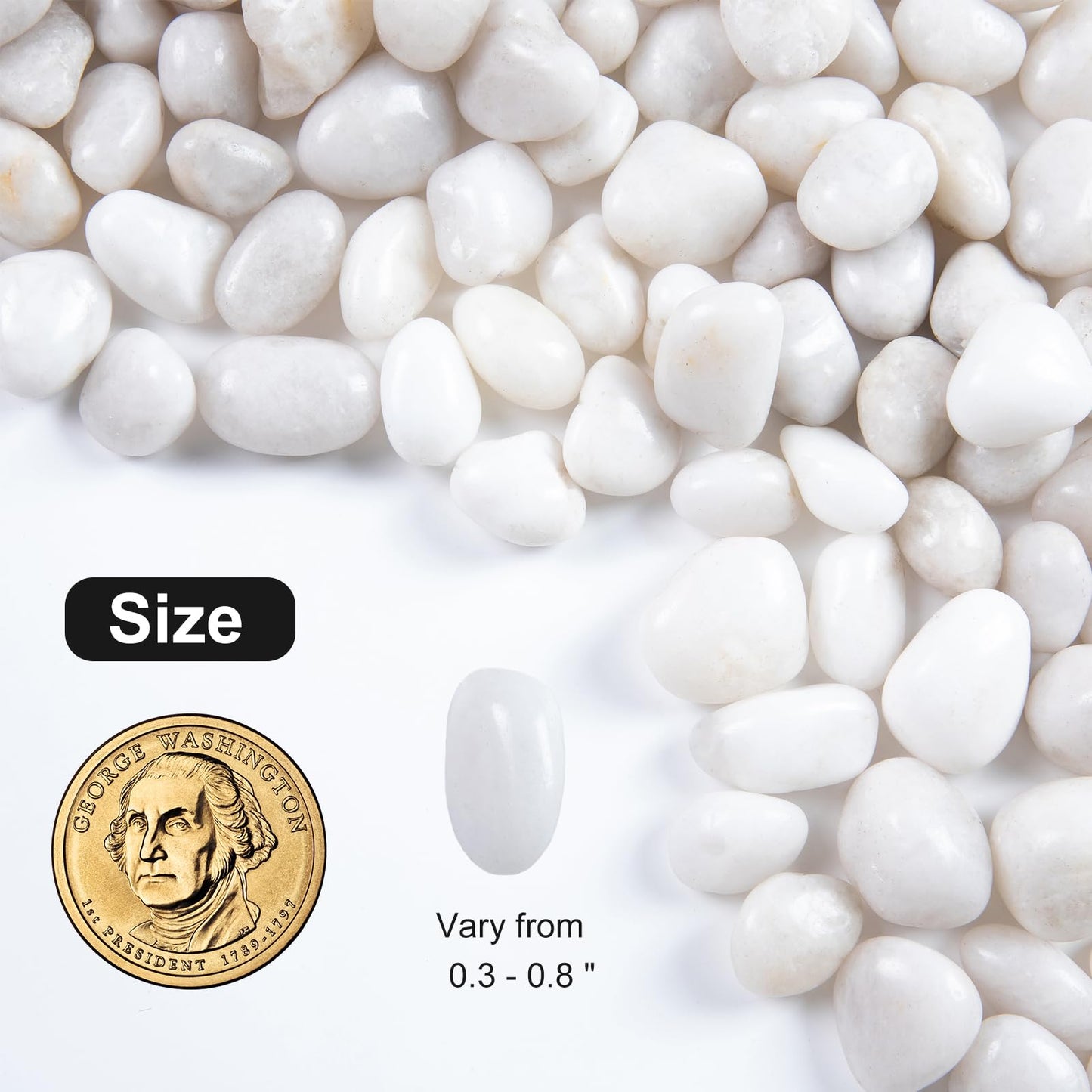 High Polished White Pebbles for Indoor Plants- Aquarium Fish Tank -Outdoor Garden Landscaping