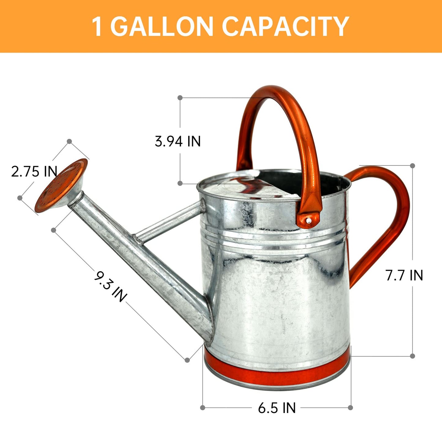 1 Gallon Metal Watering Can for Outdoor & Indoor Use, Perfect for Garden Flower, Houseplants,