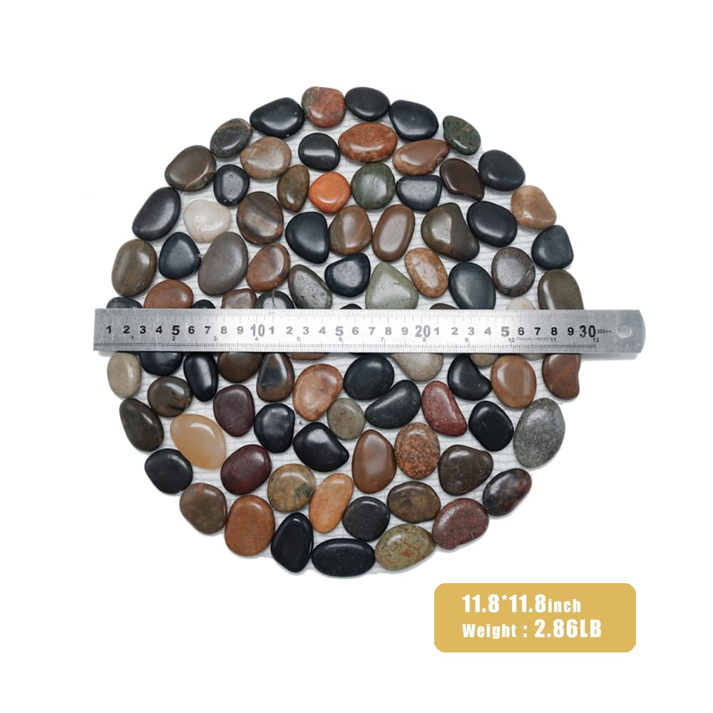 12 inch River Rock Stepping Stone - Pavers for Outdoor Garden Walkway, Landscaping Set of 6