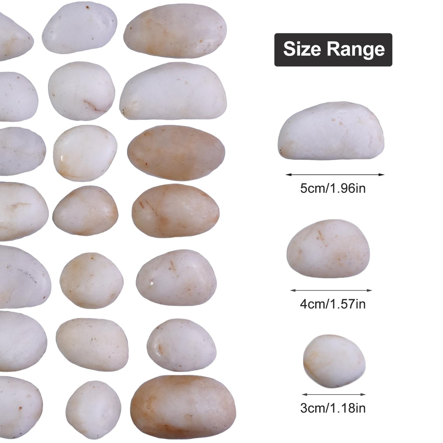 Cream White Decorative Pebbles for Plants- River Rocks for Outdoor Landscaping- 0.3"-0.8" inch High Polished Stones for Aquarium, Terrarium,Vases, Home Decor