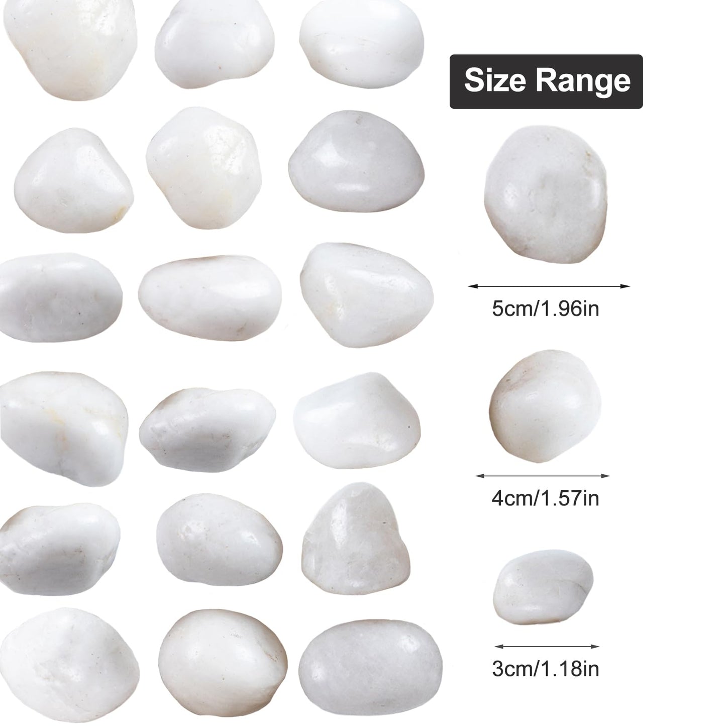 High Polished White Pebbles for Indoor Plants- Aquarium Fish Tank -Outdoor Garden Landscaping