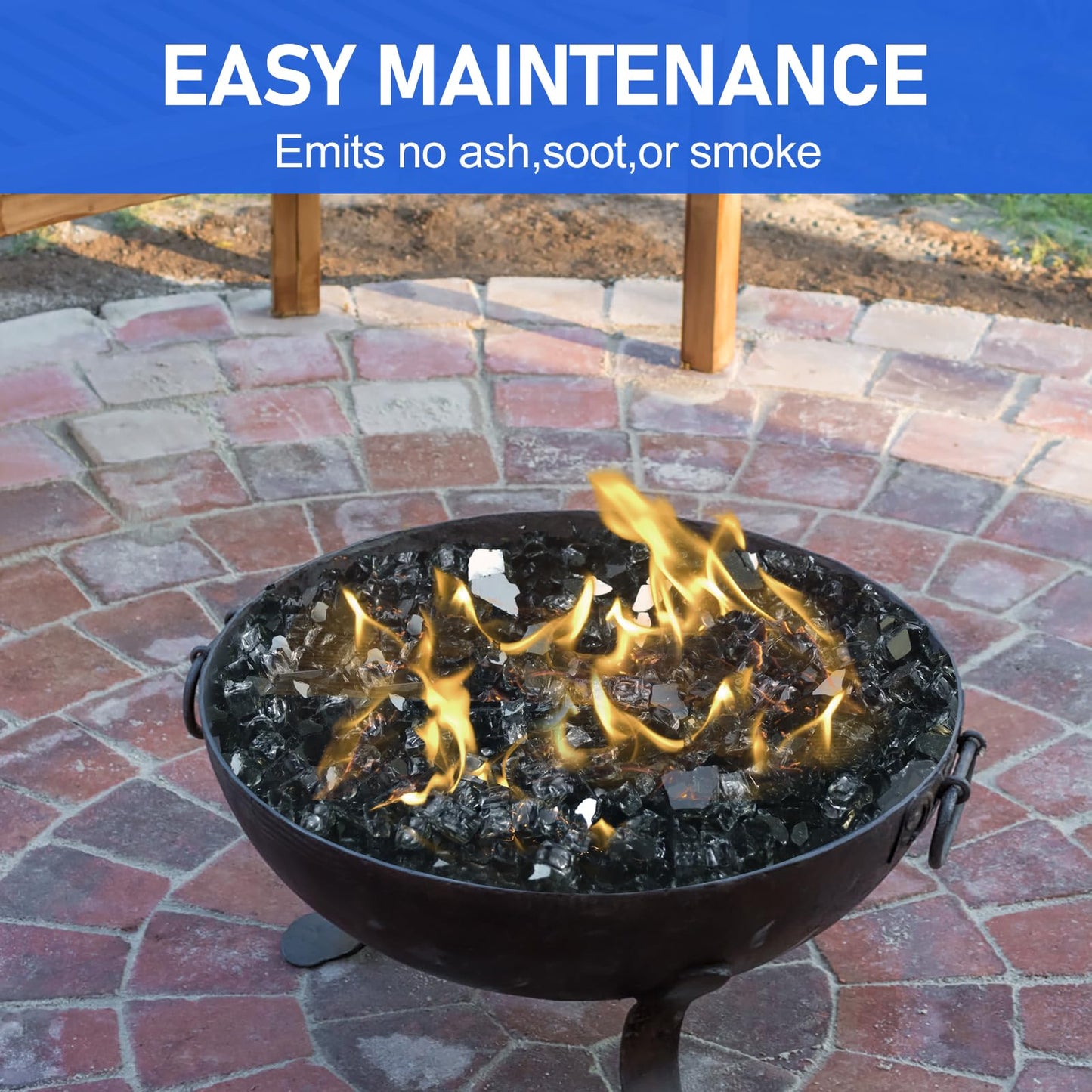 Fire Glass for Fire Pit - 1/2 inch Reflective Fire Glass Rocks for Propane and Gas Fireplace