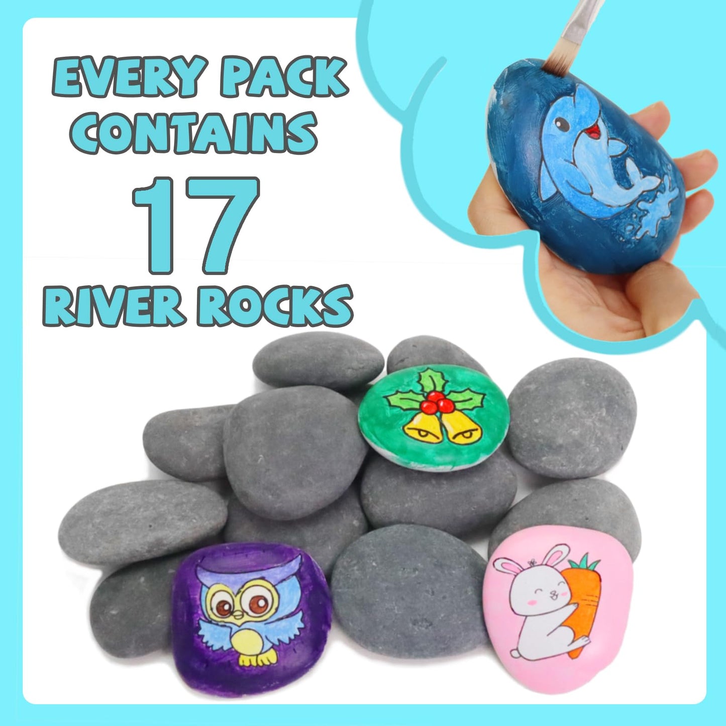 River Rocks for Painting- Hand Picked Rock -Flat-Smooth Painting Rocks- Perfect for DIY, Kids Crafts, Kindness Stone, Garden & Home Decor, Holiday Gift