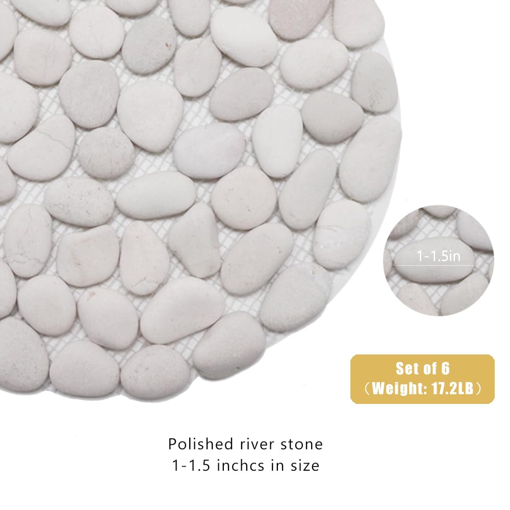 12 inch River Rock Stepping Stone - Pavers for Outdoor Garden Walkway, Landscaping Set of 6