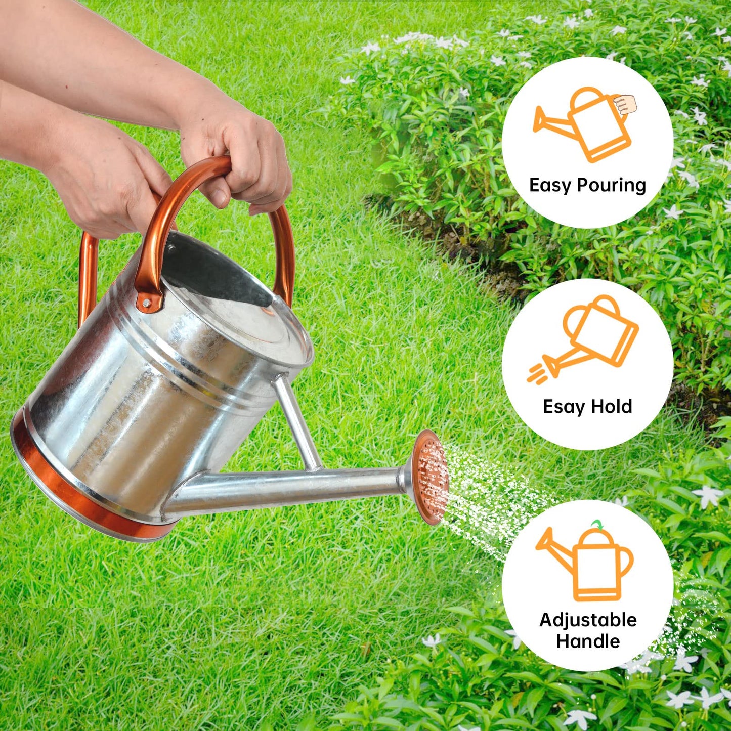 1 Gallon Metal Watering Can for Outdoor & Indoor Use, Perfect for Garden Flower, Houseplants,