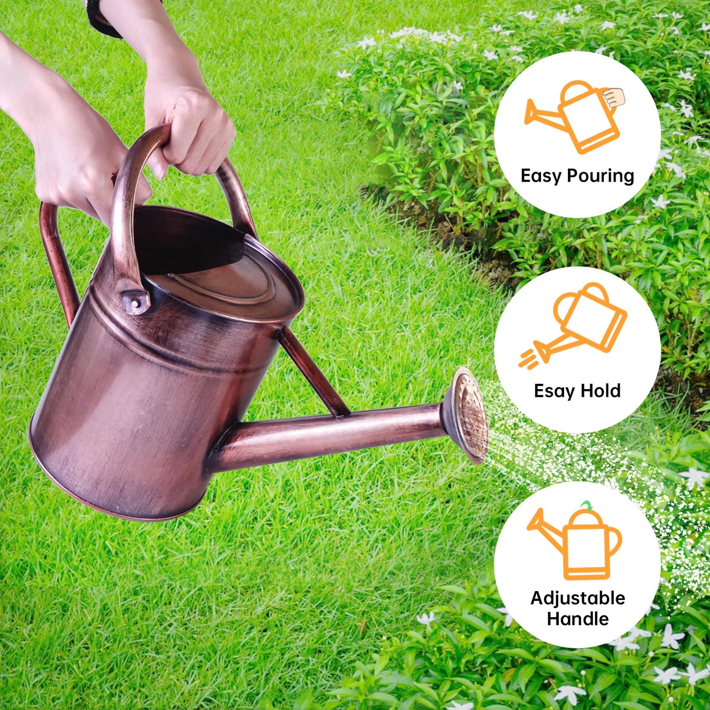 1 Gallon Metal Watering Can for Outdoor & Indoor Use, Perfect for Garden Flower, Houseplants,