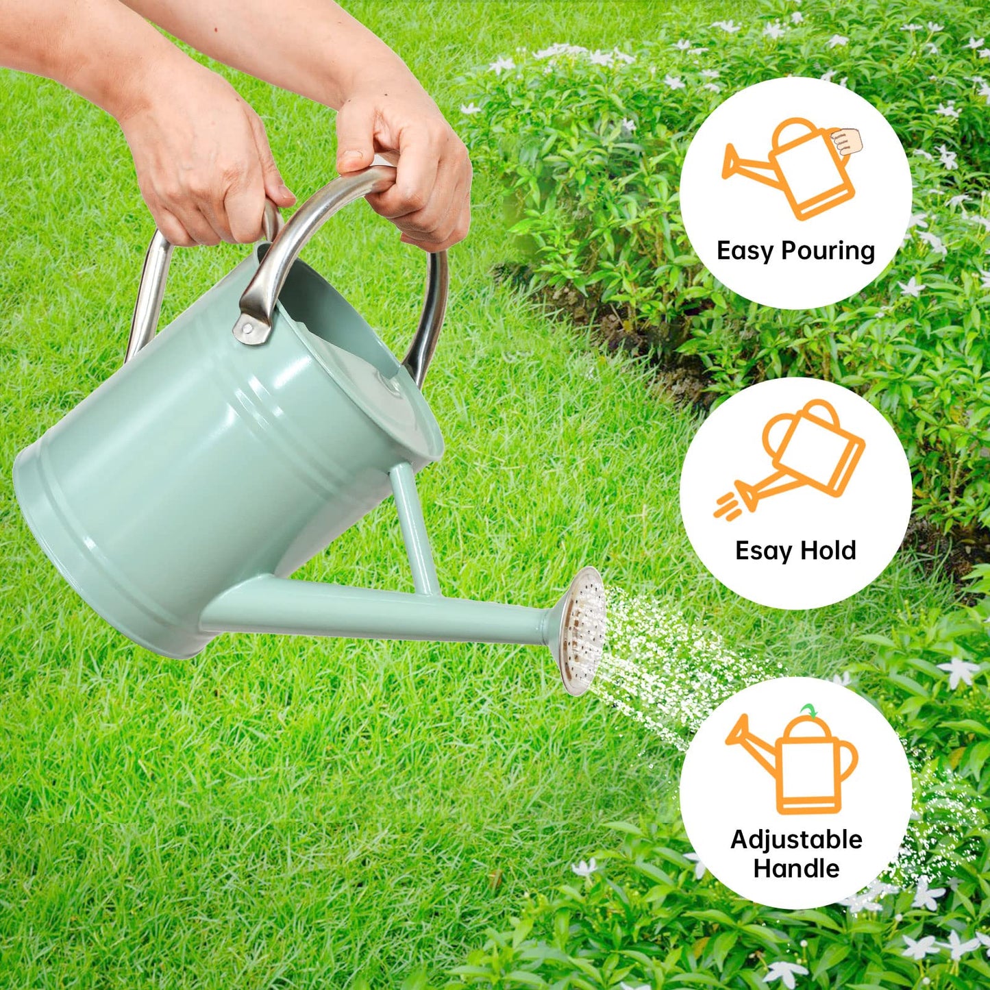 1 Gallon Metal Watering Can for Outdoor & Indoor Use, Perfect for Garden Flower, Houseplants,