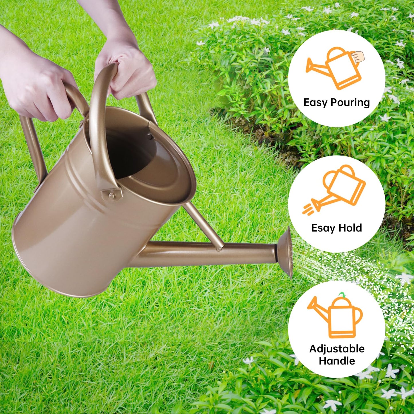 1 Gallon Metal Watering Can for Outdoor & Indoor Use, Perfect for Garden Flower, Houseplants,