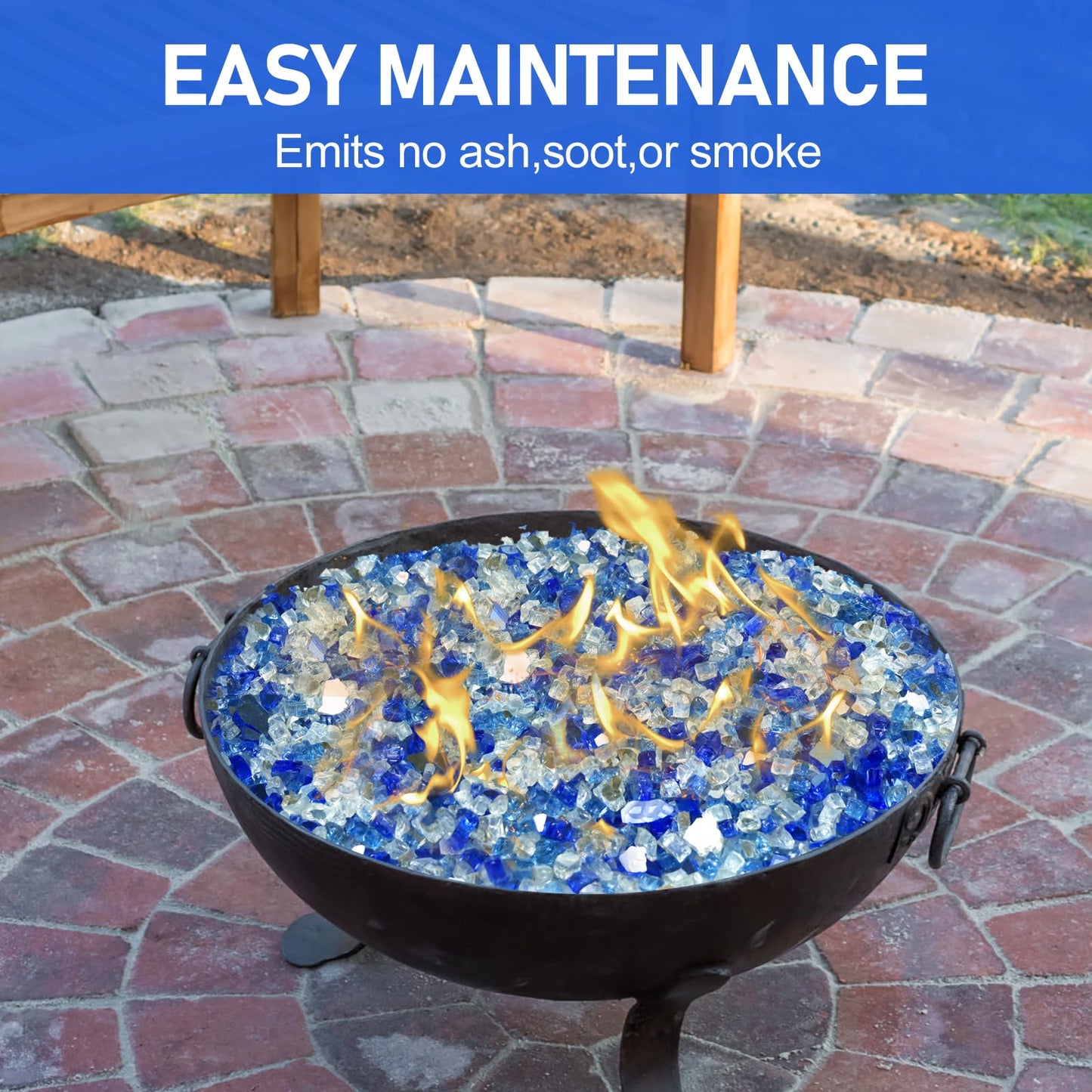 Fire Glass for Fire Pit - 1/2 inch Reflective Fire Glass Rocks for Propane and Gas Fireplace