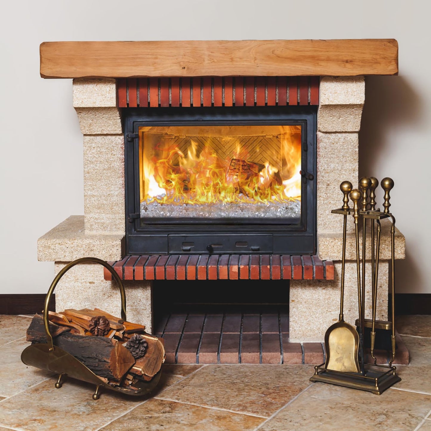 Fire Glass for Fire Pit - 1/2 inch Reflective Fire Glass Rocks for Propane and Gas Fireplace