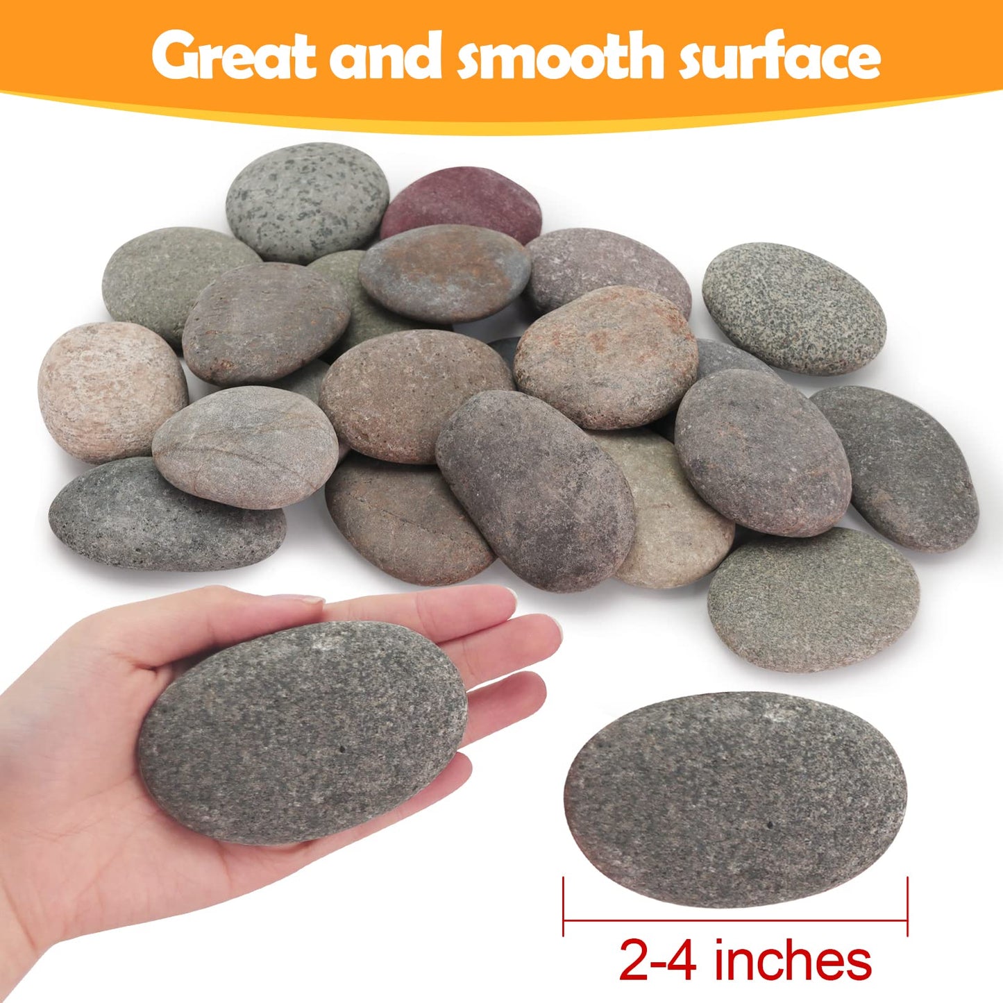 River Rocks for Painting-Extra Large Hand Picked Rock - Perfect for DIY, Kids Crafts, Kindness Stone, Garden & Home Decor, Holiday Gift