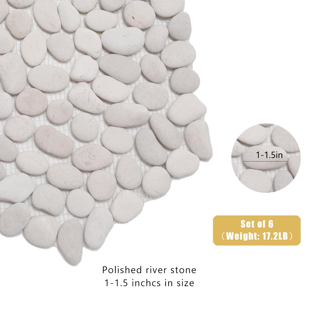 12 inch River Rock Stepping Stone - Pavers for Outdoor Garden Walkway, Landscaping,Hexagon Set of 6