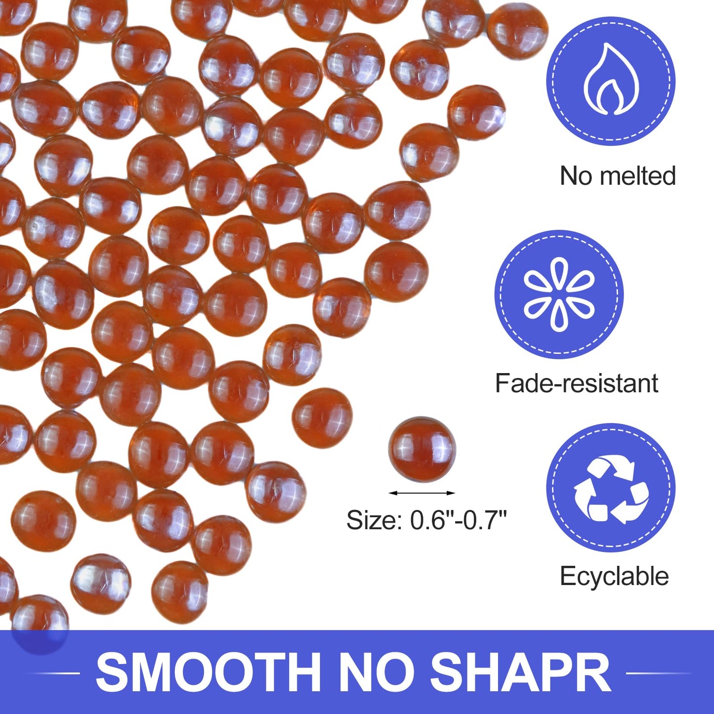 Fire Glass Beads for Fire Pit- Decorative Flat Glass Marbles for Vase, Aquarium, Home Decor