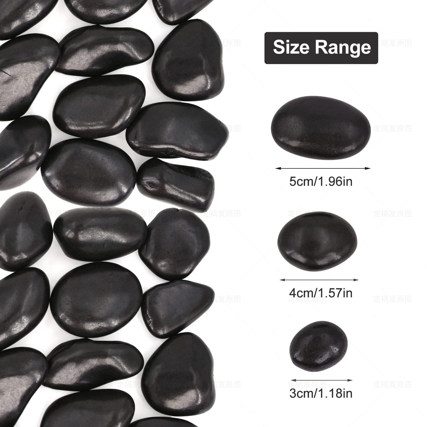 Black River Rocks for Landscaping-Polished Pebbles for Plants-Garden Decorative Stones-1-2" Large Plant Rocks,Ideal for Aquarium, Home Decor