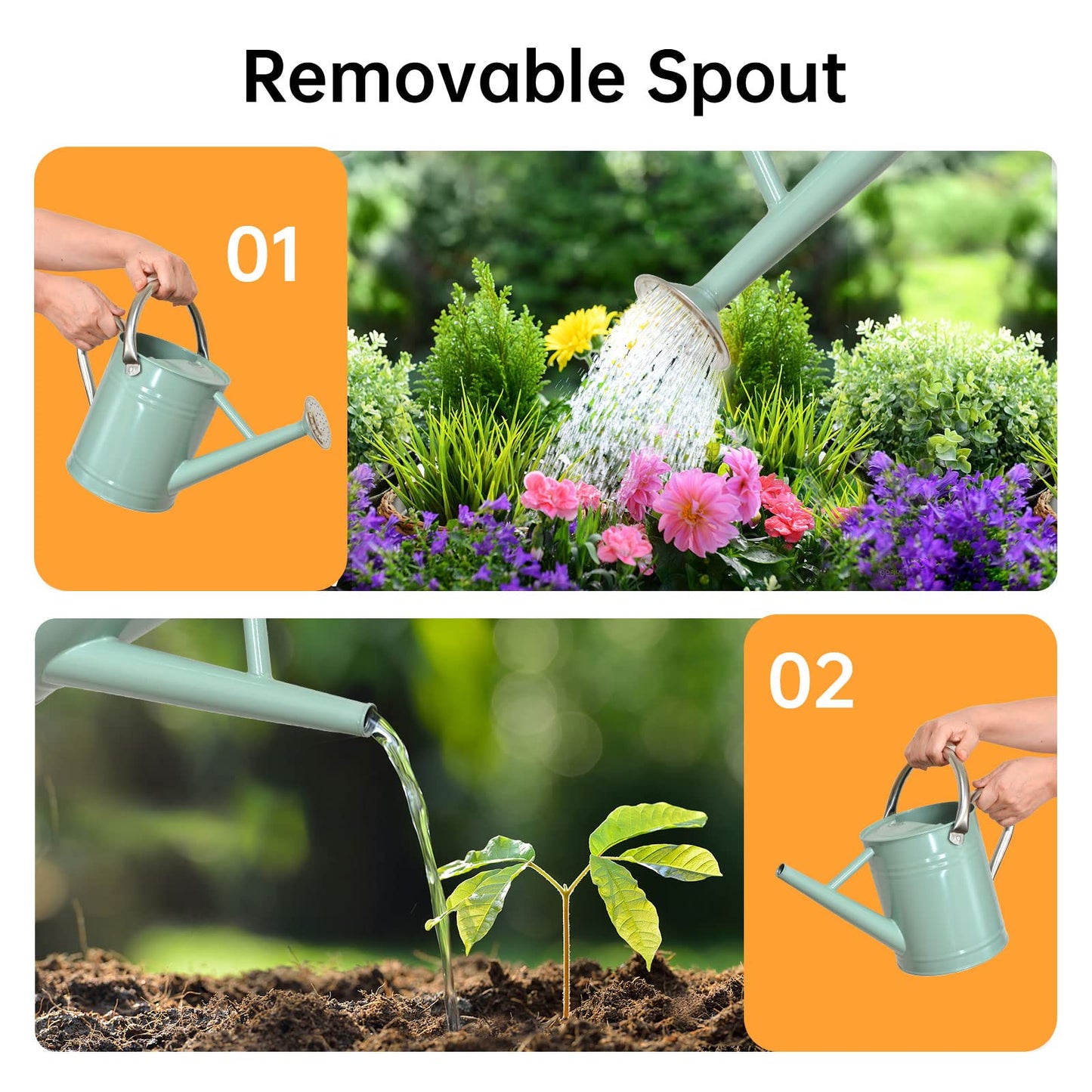 1 Gallon Metal Watering Can for Outdoor & Indoor Use, Perfect for Garden Flower, Houseplants,