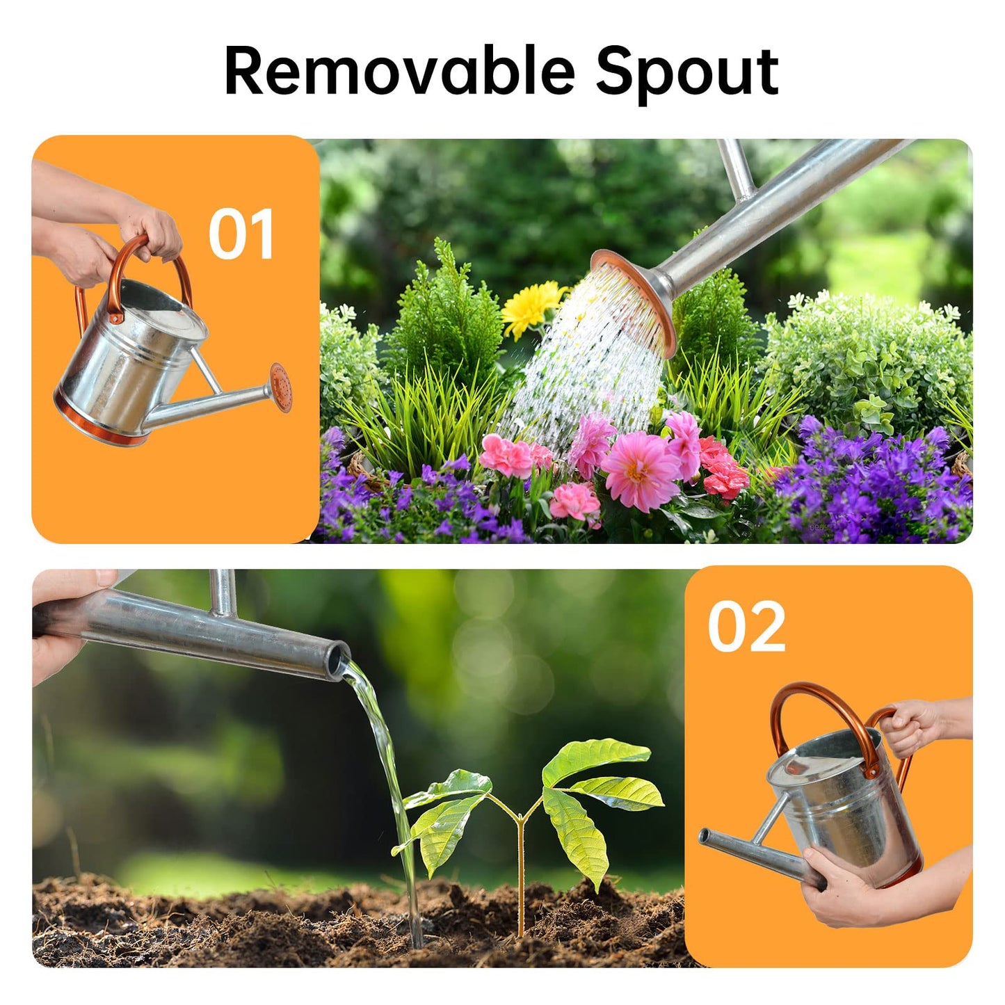 1 Gallon Metal Watering Can for Outdoor & Indoor Use, Perfect for Garden Flower, Houseplants,