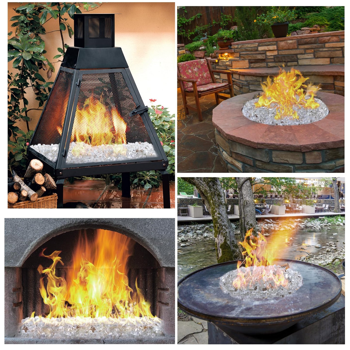 Fire Glass for Fire Pit - 1/2 inch Reflective Fire Glass Rocks for Propane and Gas Fireplace