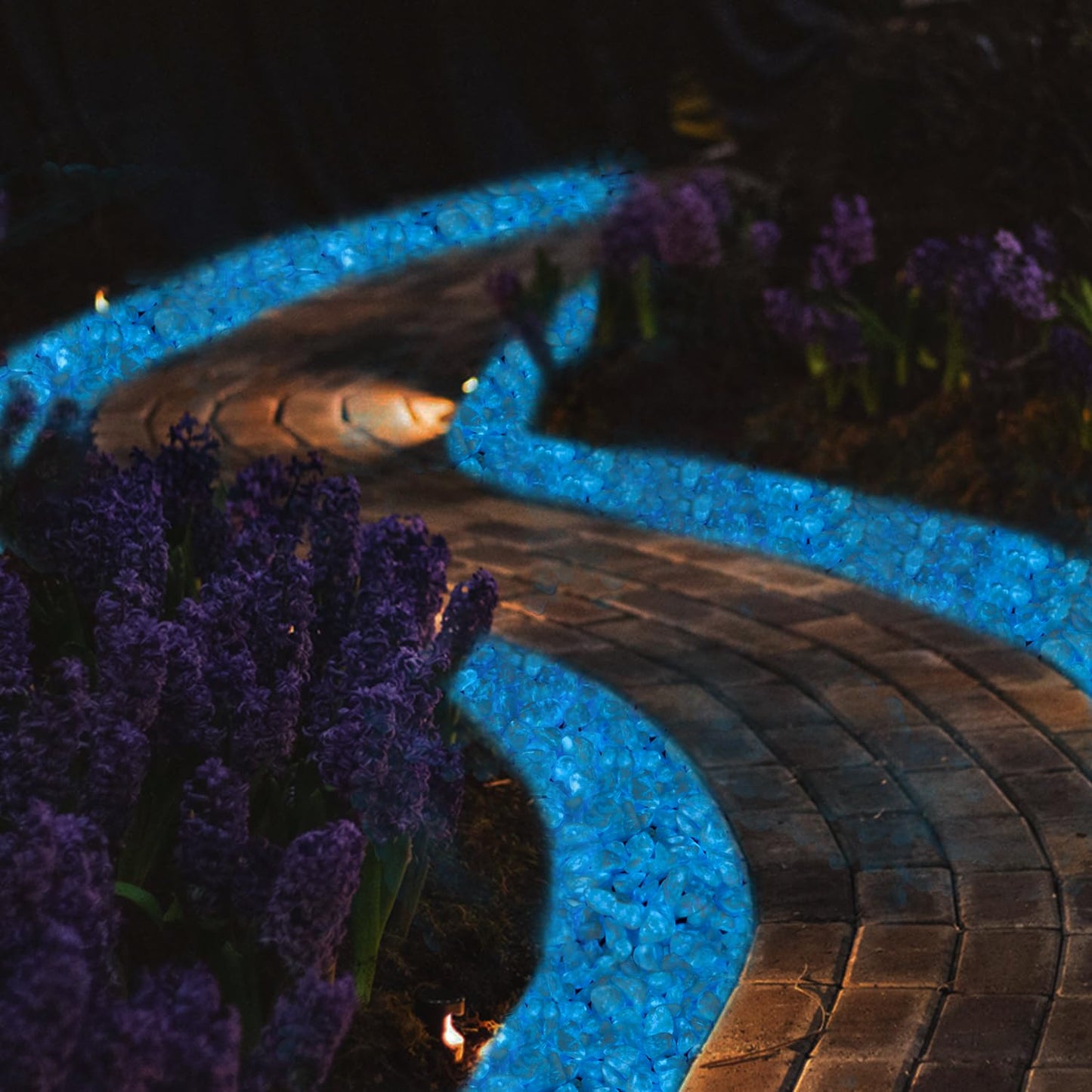 Glow in the Dark Stones - Blue Glow Rocks Pebbles for Outdoor Garden Landscaping Walkway & Indoor Decorative Glowing Stones for Aquarium Fish Tank