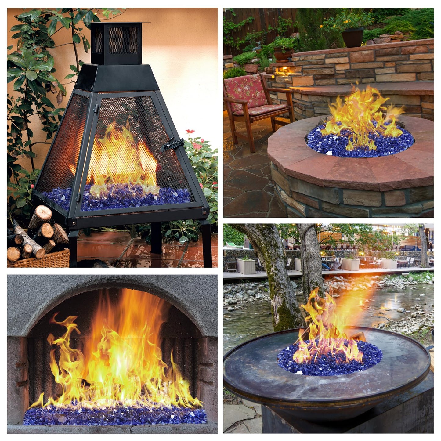 Fire Glass for Fire Pit - 1/2 inch Reflective Fire Glass Rocks for Propane and Gas Fireplace