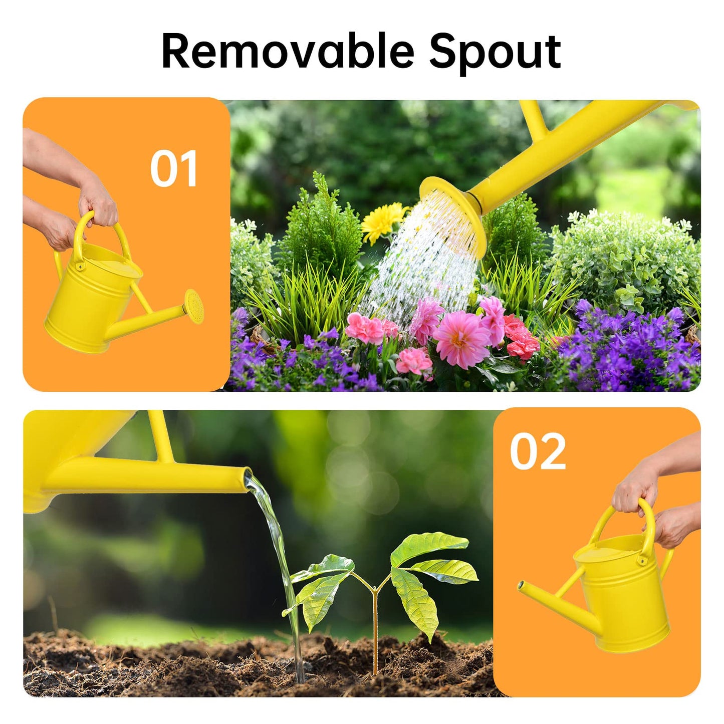 1 Gallon Metal Watering Can for Outdoor & Indoor Use, Perfect for Garden Flower, Houseplants,