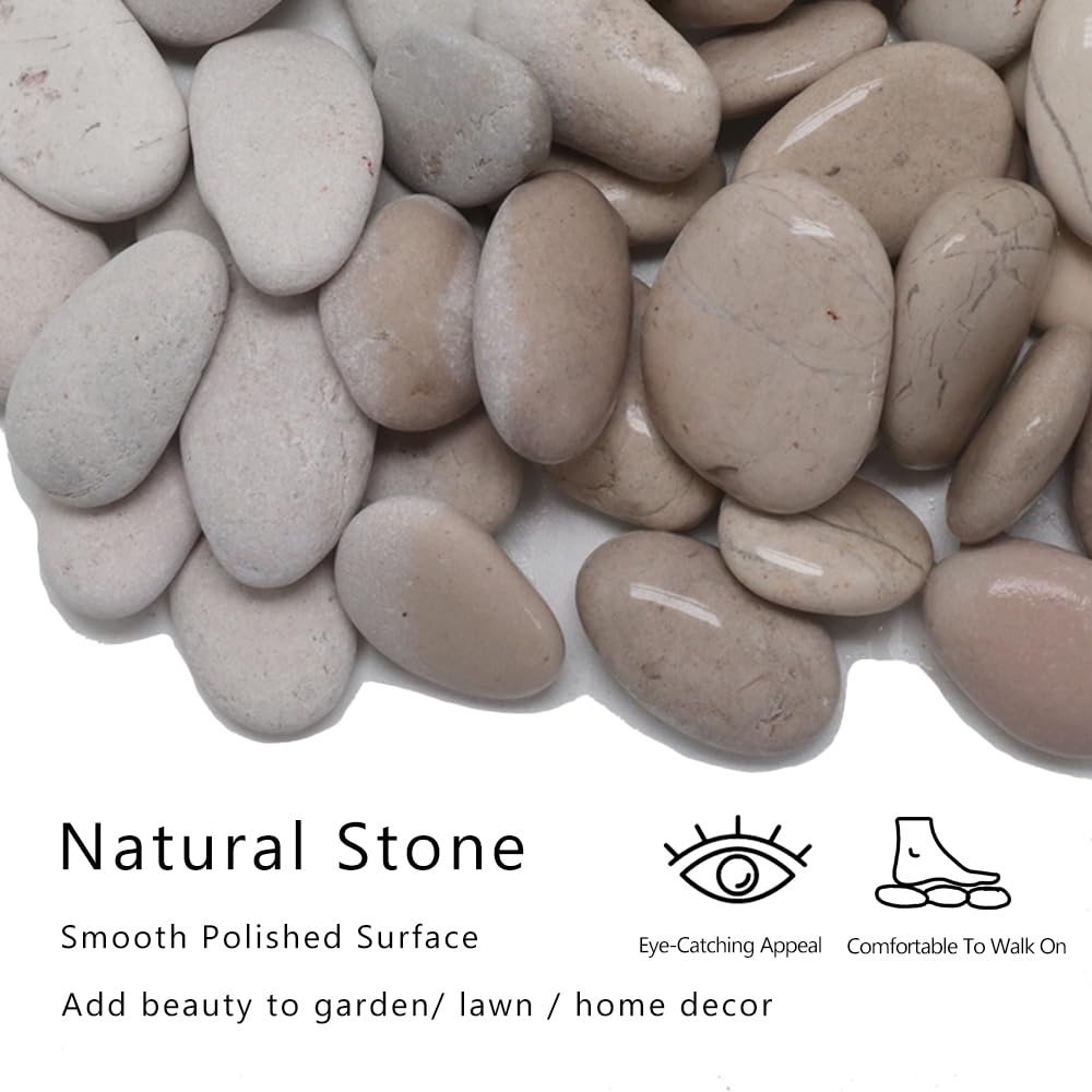 12 inch River Rock Stepping Stone - Pavers for Outdoor Garden Walkway, Landscaping Set of 6