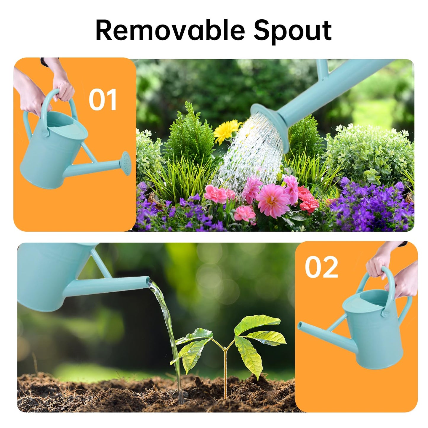 1 Gallon Metal Watering Can for Outdoor & Indoor Use, Perfect for Garden Flower, Houseplants,