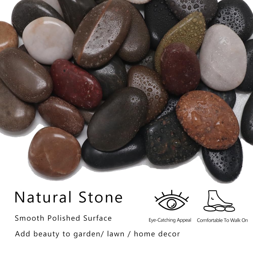 12 inch River Rock Stepping Stone - Pavers for Outdoor Garden Walkway, Landscaping Set of 6