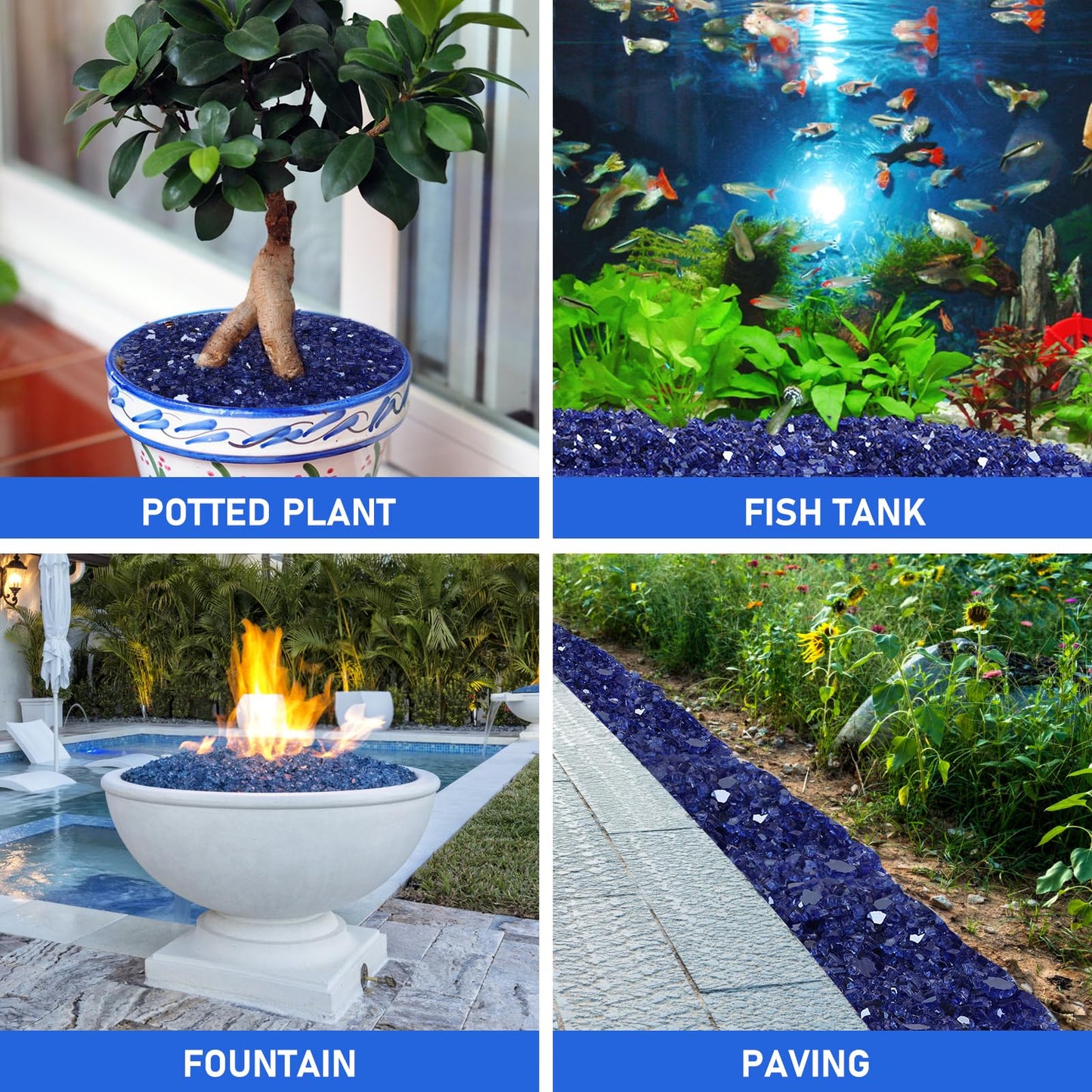 Fire Glass for Fire Pit - 1/2 inch Reflective Fire Glass Rocks for Propane and Gas Fireplace