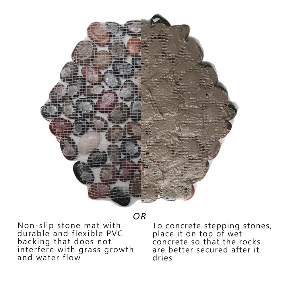 12 inch River Rock Stepping Stone - Pavers for Outdoor Garden Walkway, Landscaping,Hexagon Set of 6