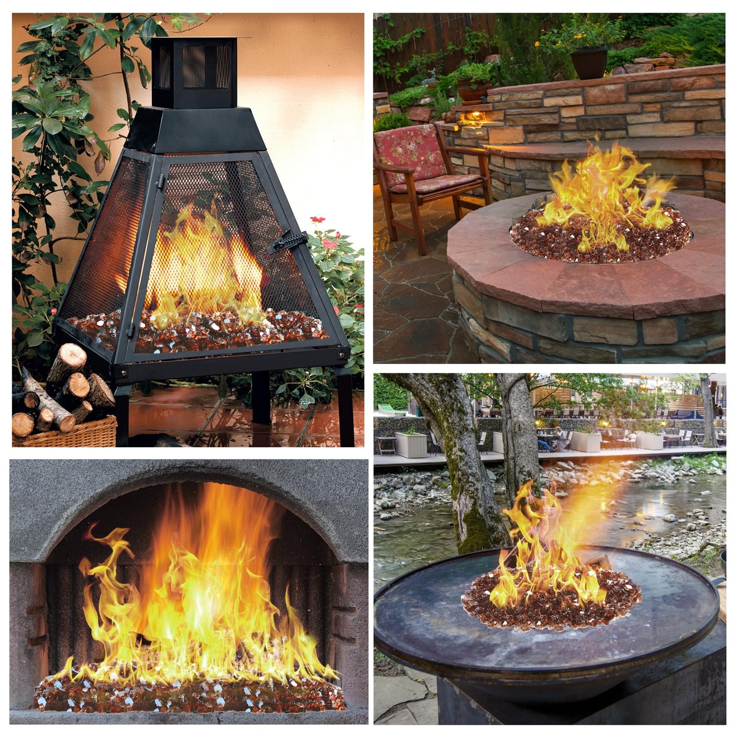 Fire Glass for Fire Pit - 1/2 inch Reflective Fire Glass Rocks for Propane and Gas Fireplace