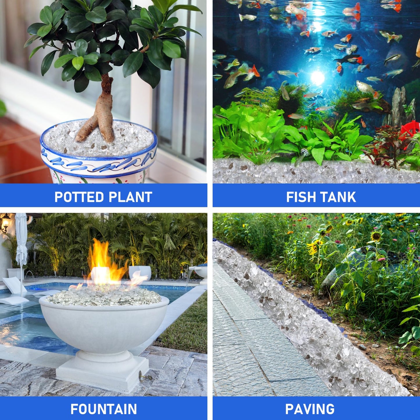 Fire Glass for Fire Pit - 1/2 inch Reflective Fire Glass Rocks for Propane and Gas Fireplace