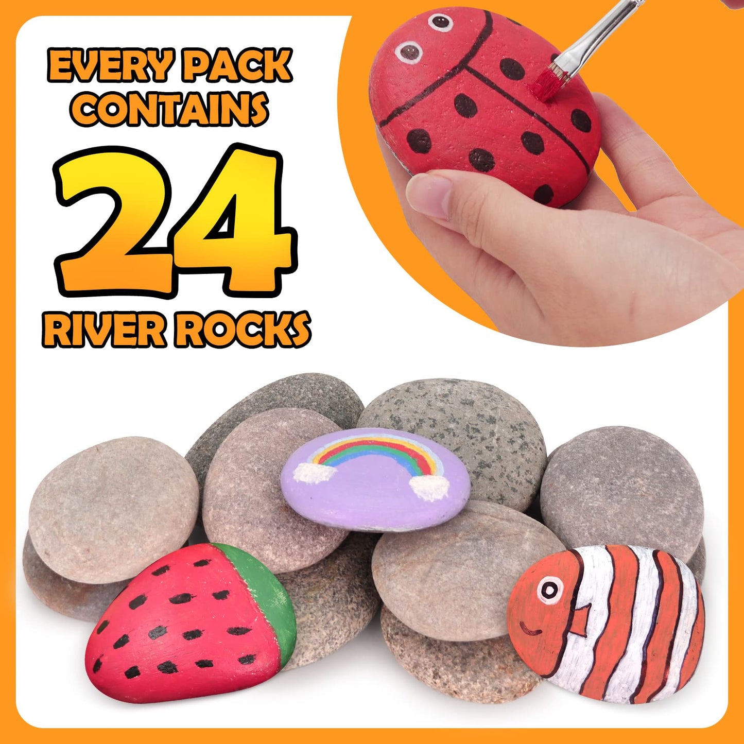 River Rocks for Painting-Extra Large Hand Picked Rock - Perfect for DIY, Kids Crafts, Kindness Stone, Garden & Home Decor, Holiday Gift