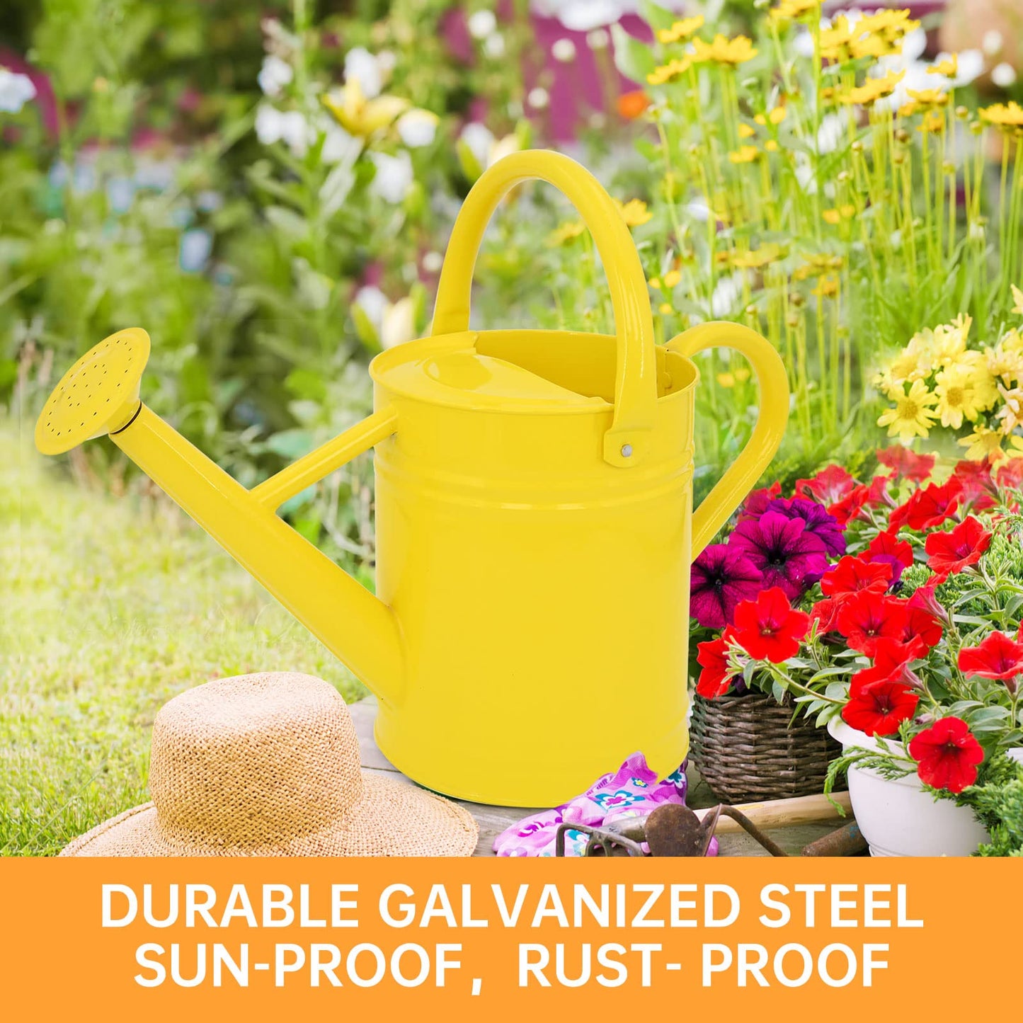 1 Gallon Metal Watering Can for Outdoor & Indoor Use, Perfect for Garden Flower, Houseplants,