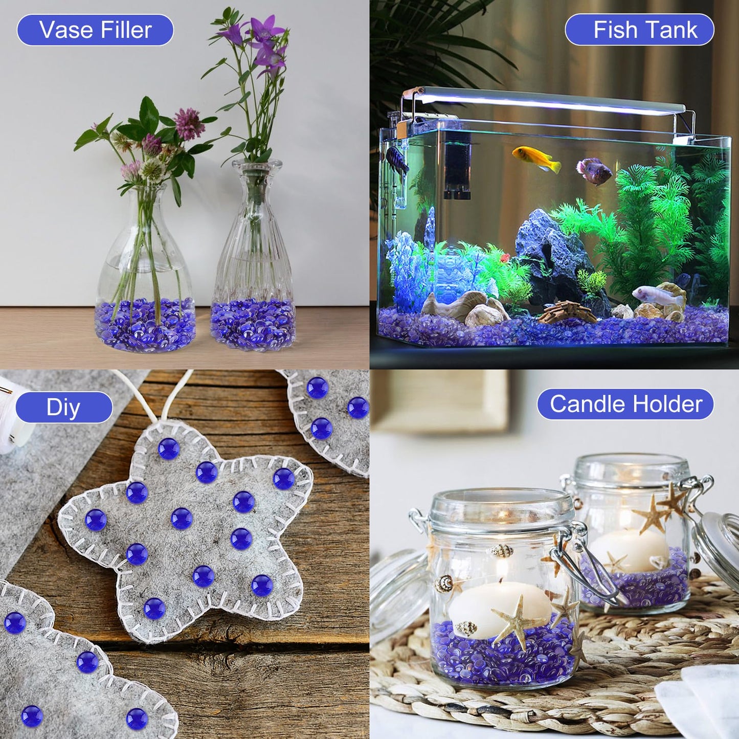 Fire Glass Beads for Fire Pit- Decorative Flat Glass Marbles for Vase, Aquarium, Home Decor