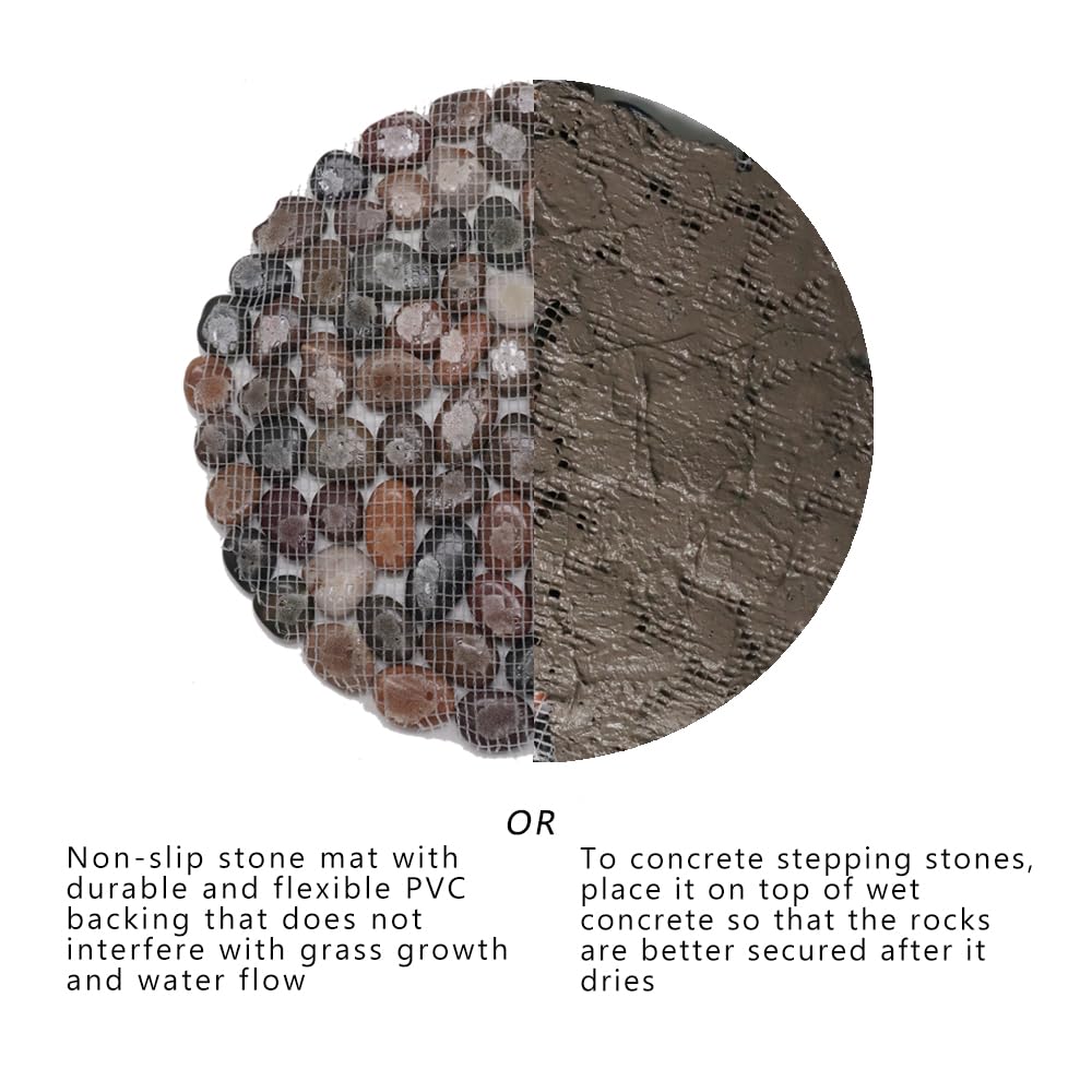 12 inch River Rock Stepping Stone - Pavers for Outdoor Garden Walkway, Landscaping Set of 6