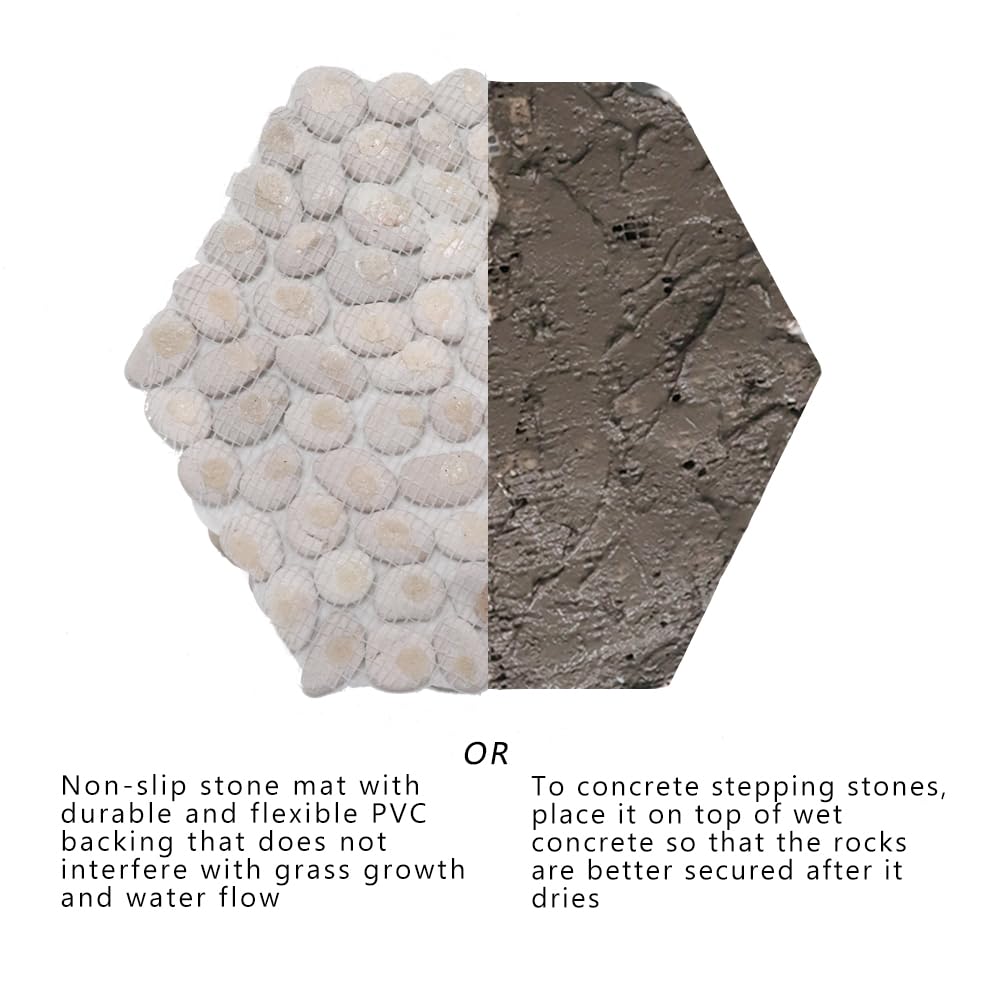 12 inch River Rock Stepping Stone - Pavers for Outdoor Garden Walkway, Landscaping,Hexagon Set of 6