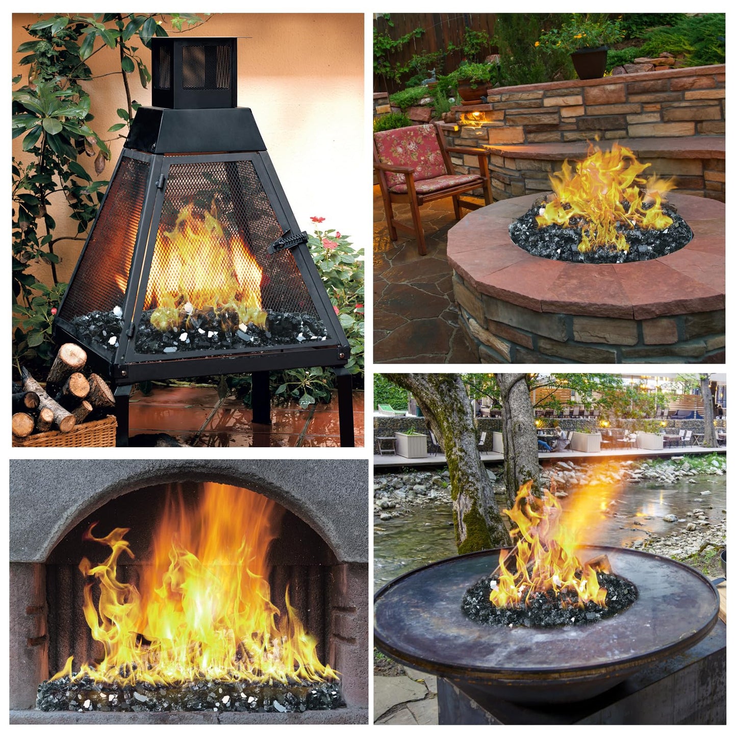 Fire Glass for Fire Pit - 1/2 inch Reflective Fire Glass Rocks for Propane and Gas Fireplace