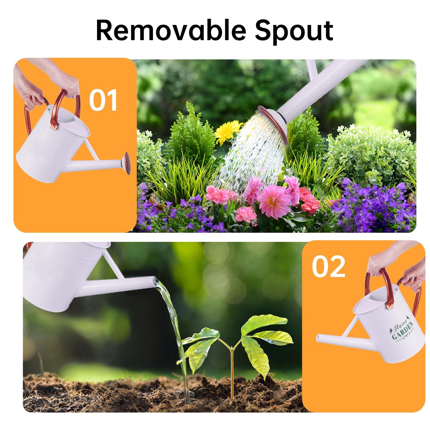 1 Gallon Metal Watering Can for Outdoor & Indoor Use, Perfect for Garden Flower, Houseplants,