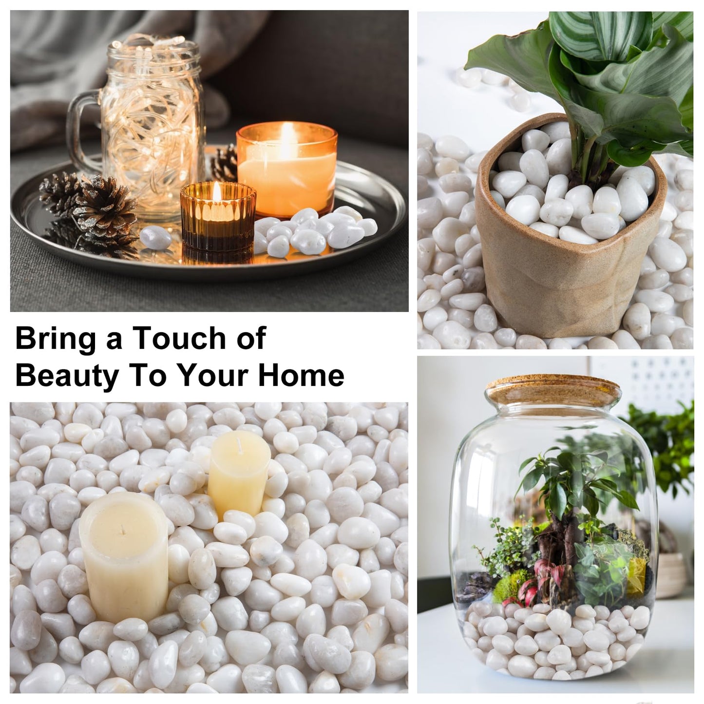 High Polished White Pebbles for Indoor Plants- Aquarium Fish Tank -Outdoor Garden Landscaping