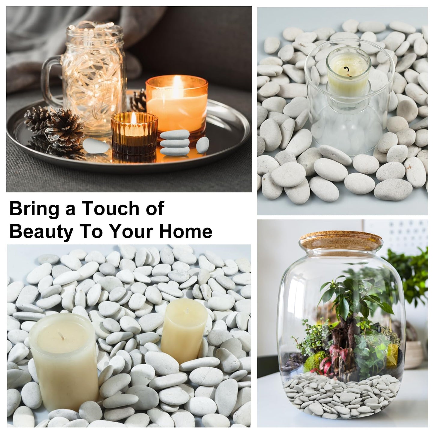 Pearl White Pebbles for Landscaping,Ideal for Aquarium, Home Decor,Terrarium,Plants