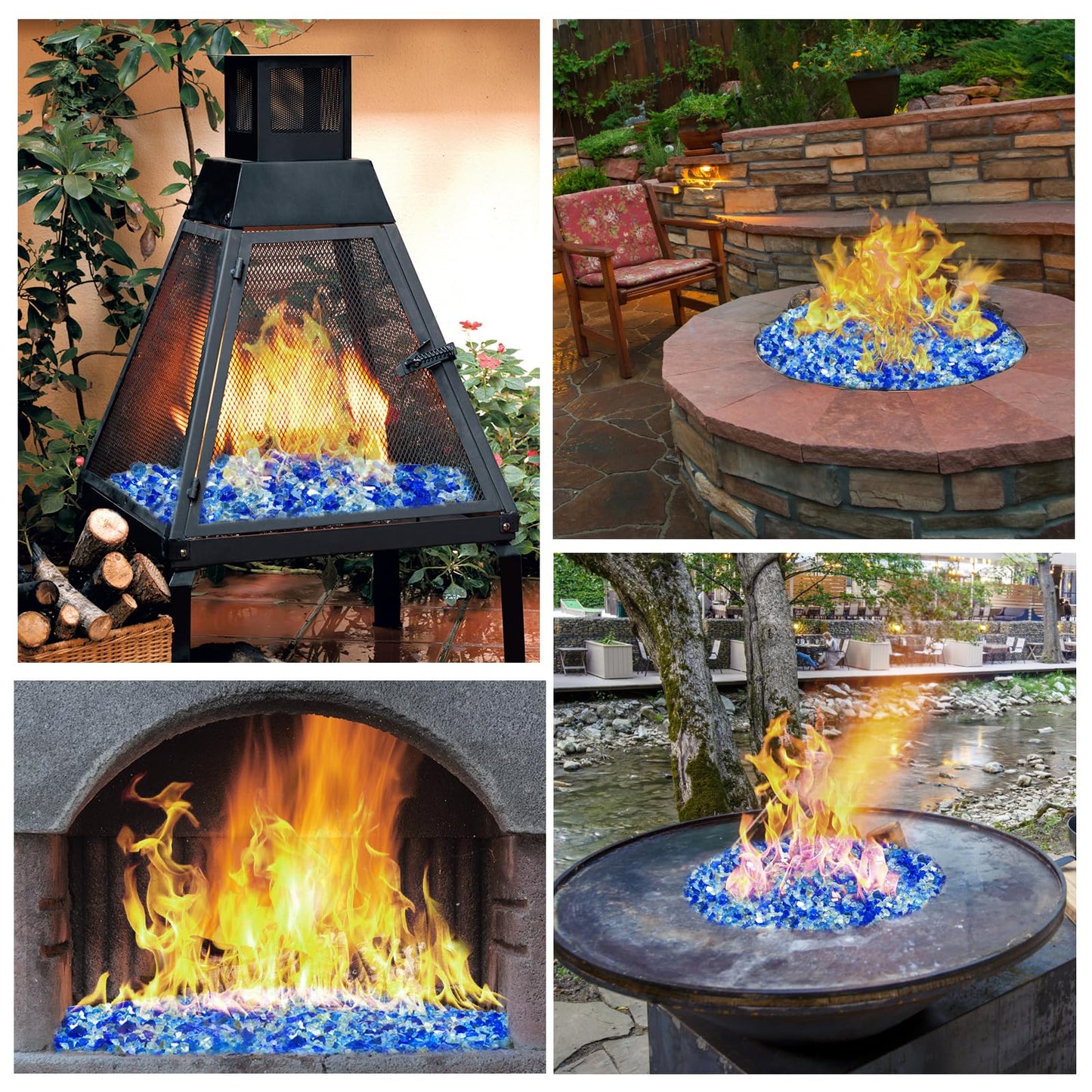 Fire Glass for Fire Pit - 1/2 inch Reflective Fire Glass Rocks for Propane and Gas Fireplace